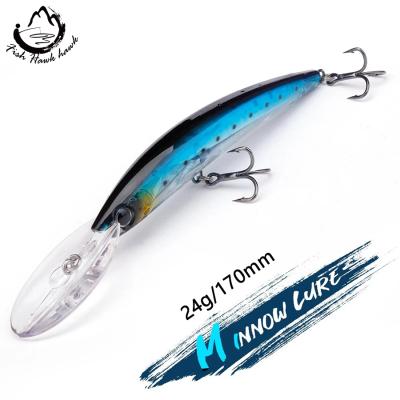 China ABS Plastic 17cm Deep Dive 24g Minnow Lip Wobblers For Fishing Crankbaits Fishing Lure For Black Pike Minnow Lure Fishing Tackle for sale