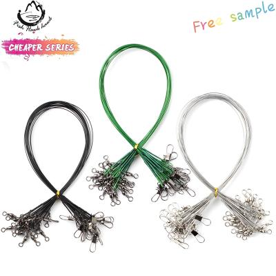 China High Strength Anti Bite Steel Fishing Line Leashes Steel Wire Leader With Swivel Fishing Lead Core Accessory Fishing Wire 15CM-50CM for sale