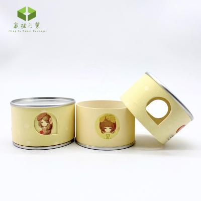 China Recycled Materials Window Paper Custom Open Cut Tube With Tin Lid Gift Box Aluminum Foil Cylinder Box Tin Cans Packaging for sale