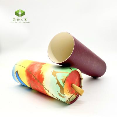 China Biodegradable Eco - Friendly Custom Recycled OEM Round Cheap Paper Box Tube Can For Cosmetic Or Gifts With Ribbon String Packing With Glass Tube for sale