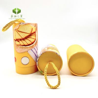 China OEM Custom Eco-friendly Recycled Round Paper Box Biodegradable Tube With Ribbon Food Grade Wax Paper Tube For 500g Food Packaging Cylinder for sale