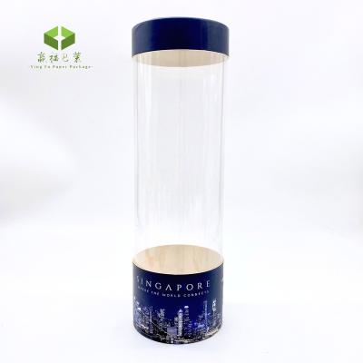 China Cardboard Biodegradable Custom Cylinder Clear Kraft Paper Can Tube Box Paper Clear Top Lid For Tissue Wrap Wrapping PVC Clear Window for sale