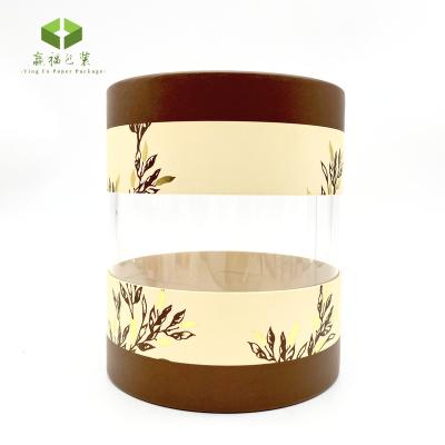 China Recycled Biodegradable Custom Printing Around White Paper String Ribbon Handle Packaging Box Tubes Cardboard PVC Clear Window For Food Watch for sale