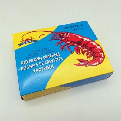 China Full size 175g nice price box sharmp sample fired red prawn biscuits prawn clip for sale