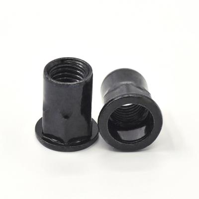 China Custom Steel Black Zinc Hexagonal Steel Rivet Nut Flat Head Half Half for sale