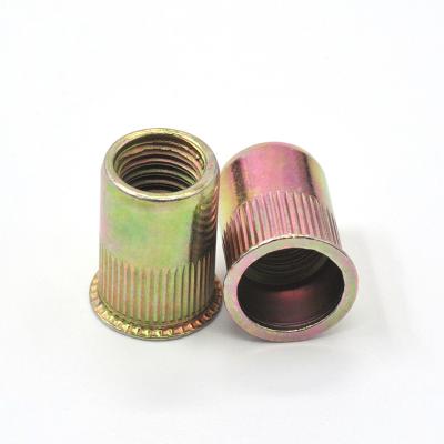 China Customized color zinc m3m12 steel small side countersunk head knurled rivet nuts for sale