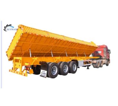 China Truck Trailer 3 Axle 40ton Dump Side Tipper High Strength Steel Semi Trailer Truck For Sale for sale