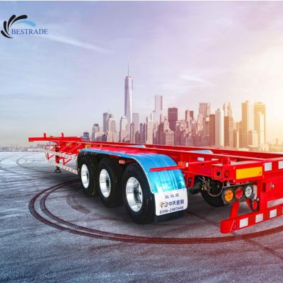 China Tri axles 20ft trailer truck skeleton chassis container price 40ft skeleton semi trailer for sale in philippines for sale