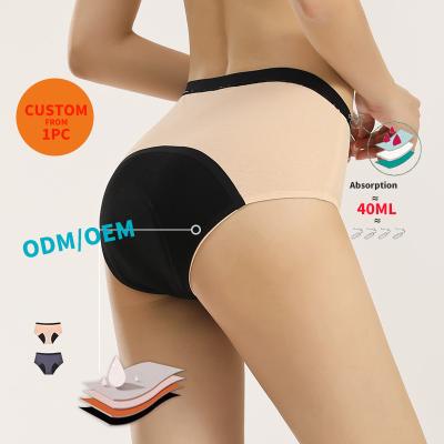 China Antibacterial Women Plus Size Strong Absorption Mid Waist 4 Layers Anti Leak Free Menstrual Period Seamless Reusable Panties Sanitary Napkin for sale