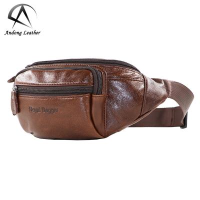 China Water Proof Royal Retro Chest Bag Bagger For Men's Casual Business Shoulder Bags Outdoor Sports Genuine Leather Waist Pack Phone Pouch for sale