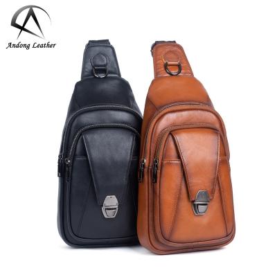 China Andong Men's GENUINE LEATHER Cross - Body Chest Bag Korean Fashion Casual Shoulder Bags Genuine Leather Man Cowhide Body Cross Pouch for sale