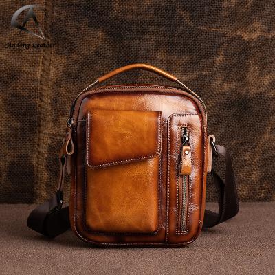 China Andong Oil Wax Cowhide Messenger Bag Cowhide Portable Shoulder Bag Business GENUINE LEATHER Sling Retro Genuine Leather Men Bags Handbag for sale