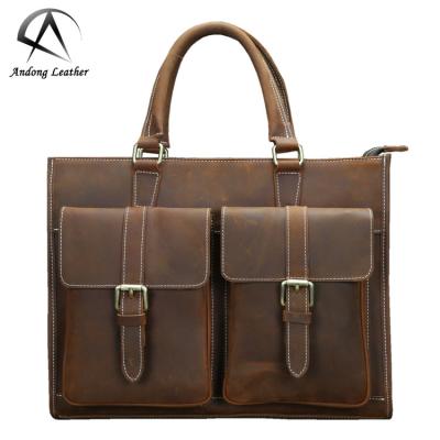 China Andong Vintage Cowhide Mens GENUINE LEATHER Male Briefcase Crazy Horse Shoulder Messenger Messenger Bag Cowhide Leather Male Genuine Leather for sale