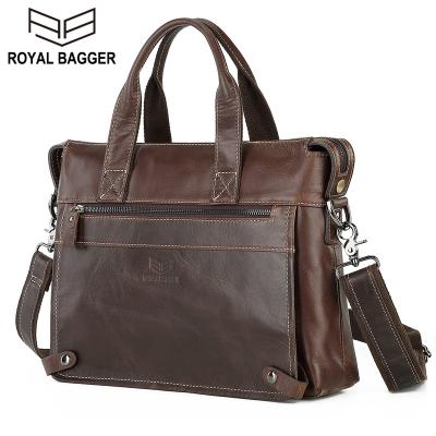 China Royal Bagger GENUINE LEATHER Laptop Briefcase For Man Masculine Bags Fashion Handbag Messenger Shoulder Bag Genuine Cow Leather Men's Business Retro for sale