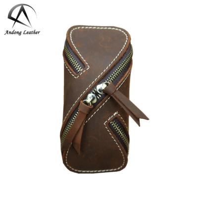 China Creative Fashion Andong Retro Crazy Horse Zipper Key Card Case Door Leather Car With Genuin Men And Women Retro Key Case for sale