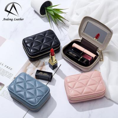 China Lady Andong Fashion Coin Purse Earphone Bag Female Genuine Cow Leather Makeup Lipstick Portable Cosmetic Bags Pocket Wallet Women for sale