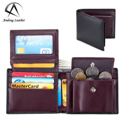 China Andong RFID Men's RFID Wallet Genuine Cow Leather Short Purse Wallets Man for sale