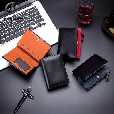 China Andong RFID Men's Wallet Genuine Cow Leather Rfid Wallets Man Card Holder Purse Short Zipper for sale