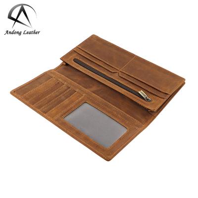 China Royal Bagger Waterproof Long Wallets For Men Crazy Horse Leather Fashion Phone Purse Card Holder Business Clutch Pocket Wallet The Retro for sale