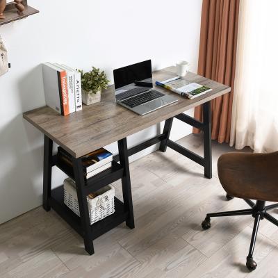 China Cheap Slipcovered Wooden Wirtting Desk L120 Veneer Table Top Dark Wood Home Office Desk for sale