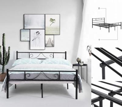 China Industrial Size 160x190 Cm Metal Double Bed Double Frame With Metal Slats for sale