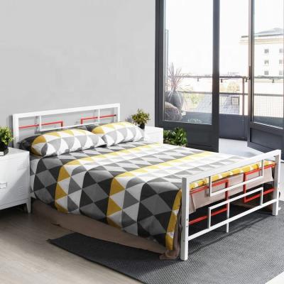 China Industrial Size 140x190 Cm Metal Double Bed Double Frame With Metal Slats for sale