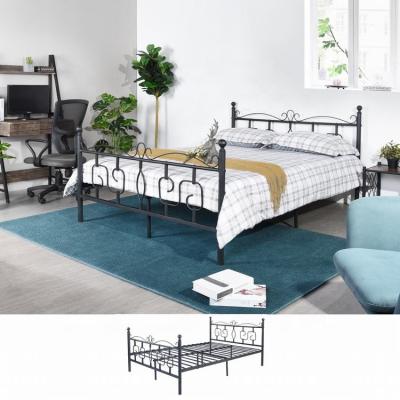 China Industrial Size 140x190 Cm Metal Double Bed Double Frame With Metal Slats for sale