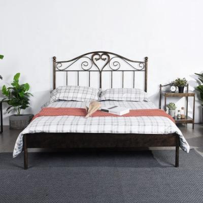 China Industrial Size 140x190 Cm Metal Double Bed Double Frame With Metal Slats for sale