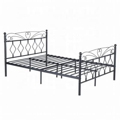 China Size 140x190 cm Metal Double Bed Convertible Double Frame With Metal Slats for sale