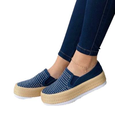 China Fashion Flat Sneaker Women Slip On Jogging Shoes Flat Loafers Ladies Walking Running Sports Shoes Custom Design Mesh Light Breathable for sale