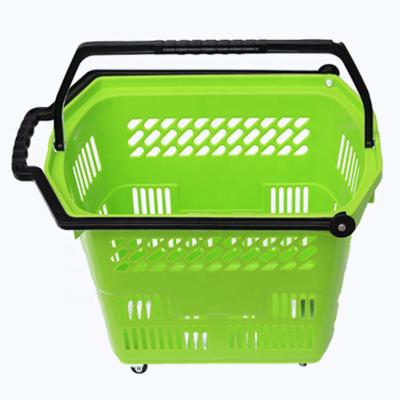 China Nice Price 50L Supermarket Plastic Supermarkt Retail Grocery Store Dragonshelf Supermarket Shopping Trolley With Wheels Rolling Trolley For Supermarket for sale