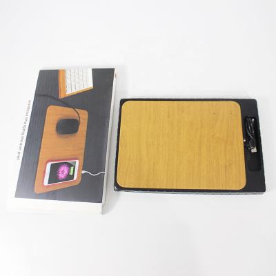 China One-in-1 QI Wood Grain Leather Logo Faster Charger Wireless Mouse Pad HX 2 Customized Wireless Mouse Pad for sale