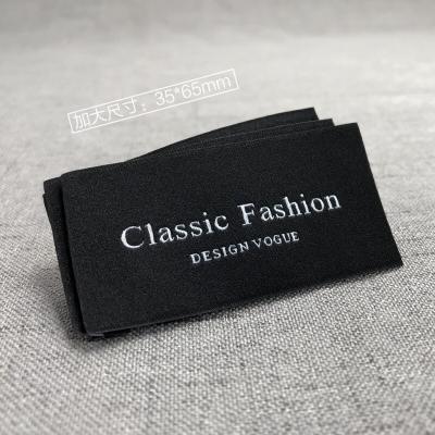 China Viable Customized Private Design Woven Damask Logo Tag Wholesale Neck Label Apparel Woven Label for sale