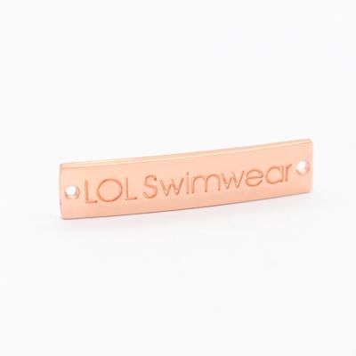 China Washable Custom Design Rectangle Shape Swimwear Metal Logo for sale