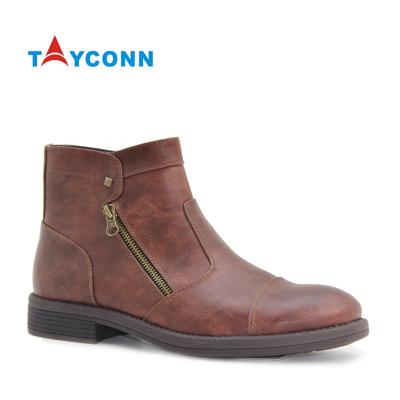 China Good Quality Round Fashion Genuine Leather Non-slip TPR Cemented Boots Men Ankle Boots for sale