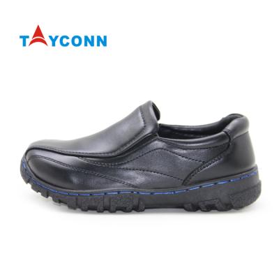 China Anti-odor fashion leather slip-on uniform back to school comfort children school black loafers shoes for sale