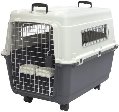 China A.I.T.A Breathable Airline Approved Plastic Pet Carrier Dog Crate With Wheels Dog Crate For Traveling With Food And Water Bowl for sale