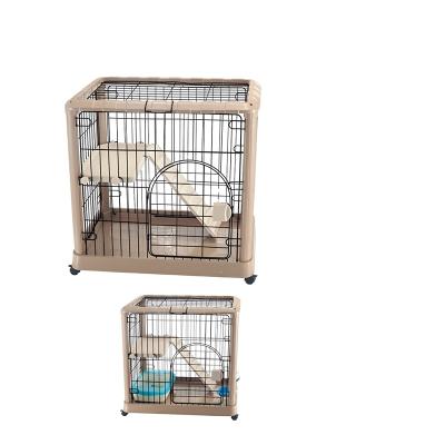 China Three Layers Expandable Luxury Pet Cat Carrier Crates With Wheels for sale