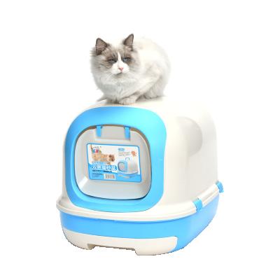 China Hot Sale Pet Care Products Sustainable Cat Toilet Plastic Box Cat Litter Box for sale