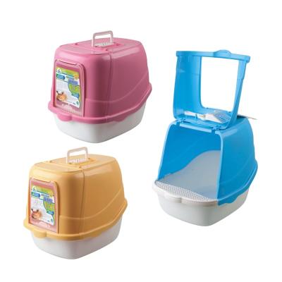 China Cheapest Viable Front Open Type Closed Cat Litter Box With Scoop for sale