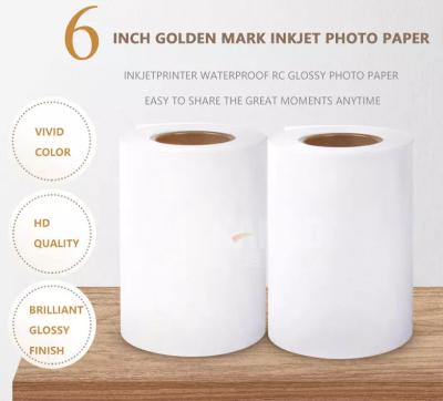 China Golden Mark 6 inch 152mm 50m 240g Waterproof RC Glossy dx100 Roll Inkjet Photo Paper for Fuji Dry Printer for sale