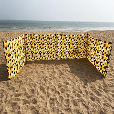 China Wholesale 15ft Cotton Canvas Beach Wind Screen Barrier Outdoor Camping Windscreen Foldable Camping Wind Screen for sale