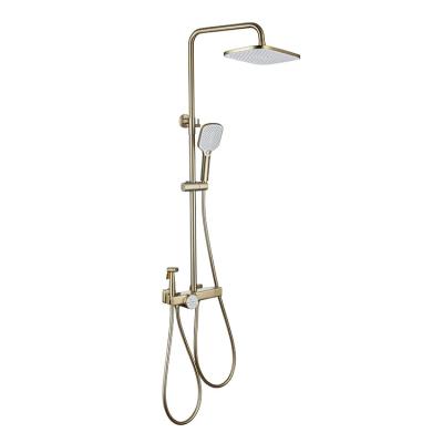 China With Sliding Bar Wall Mount High Quality 3 Ways Rain Shower Set Bathroom Gold Bath And Shower Faucet Set for sale