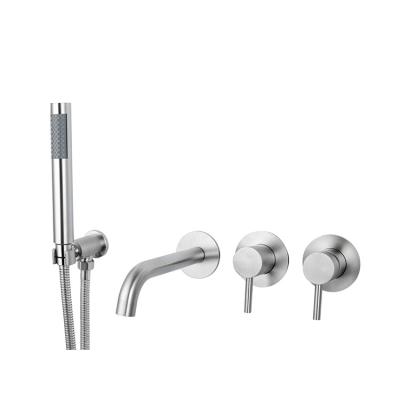 China Without Sliding Bar Brushed Shower Faucet Installation 304 Stainless Steel Concealed Hot And Cold Bathroom Tub Shower Sets for sale