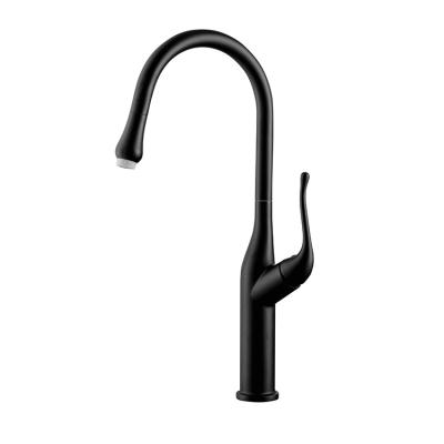 China Easy Installation Brass Pull Down Sink Faucets With Black Spray Head Kitchen Faucet for sale