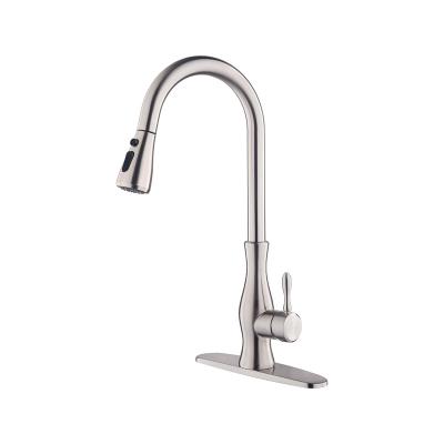 China Modern Cupc Brushed Kitchen Faucet 304 Stainless Steel Hot And Cold Single Handle Pull Down for sale