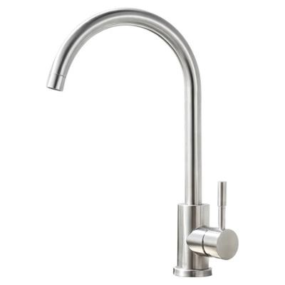 China Modern Brushed Kitchen Taps Hot And Cold 304 Stainless Steel Sink Kitchen Faucet for sale