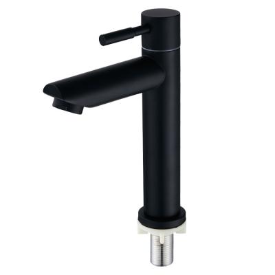 China Metered Faucets Single Handle Bathroom Single Basin 304 Stainless Steel Basin Faucet Cold Water Tap for sale