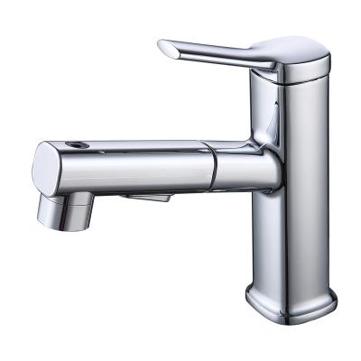 China Modern Basin Faucet Bathroom Faucet CUPC Chrome Single Handle Pull Down Bathroom Mixers Hot Cold Water Zinc Alloy Single Handle Hole for sale