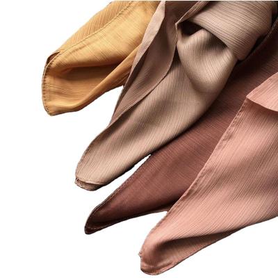 China Factory Sale Muslim Women Satin Hijab Hat Silk Scarf With Crepe Wrinkle Scarves for sale